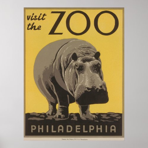 Visit The Zoo Philadelphia Vintage WPA Poster