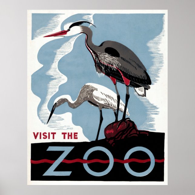 Visit the Zoo -  Travel WPA Poster (Front)