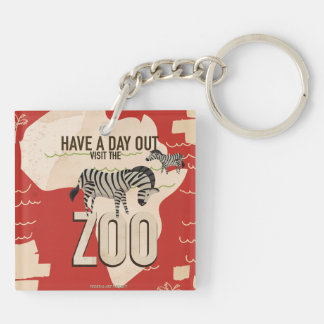 Visit The Zoo Vintage Travel Poster. Keychain