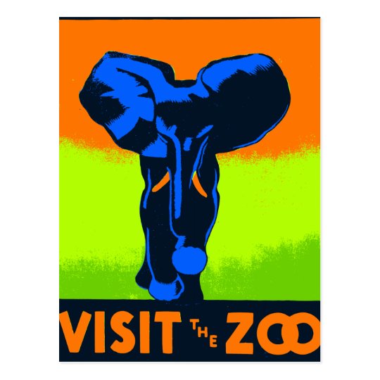 Visit The Zoo Vintage Vector Postcard