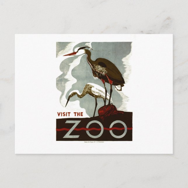 Visit the Zoo - WPA Poster - Postcard (Front)