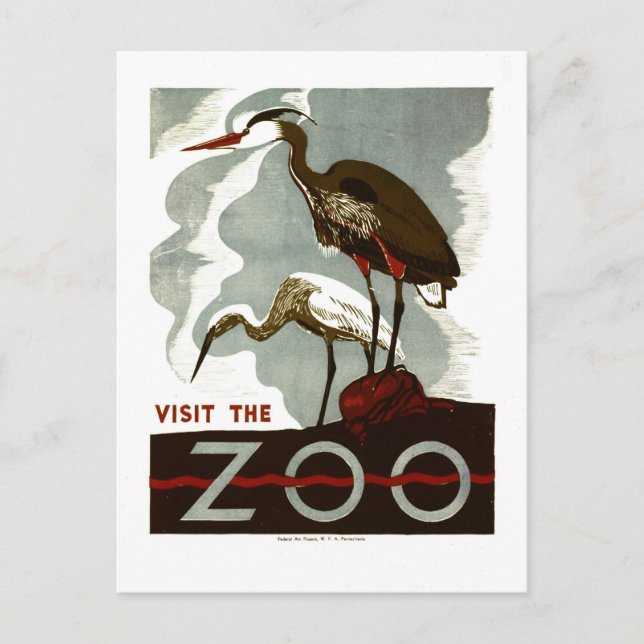 Visit the Zoo - WPA Poster - Postcard (Front)