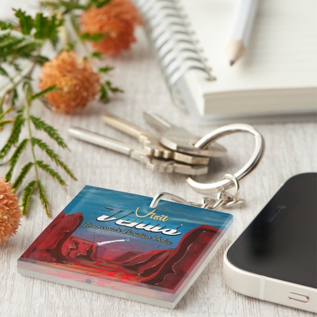 Visit Venus Vintage Poster Keychain (Front Right)