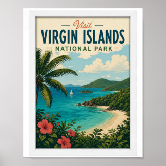 Visit Virgin Islands National Park Travel Vintage Poster