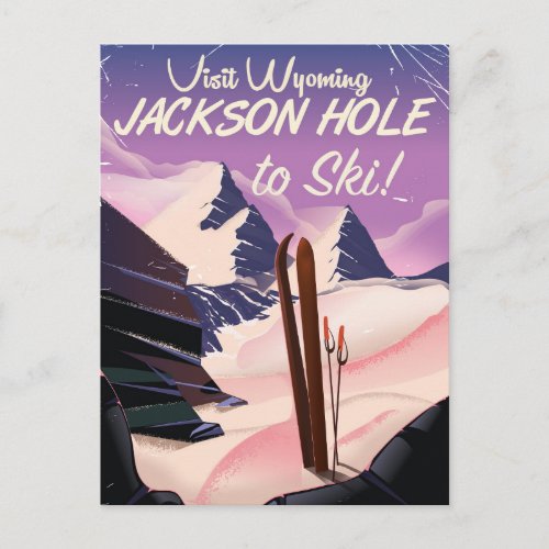 Visit Wyoming Jackson Hole to ski travel poster Postcard