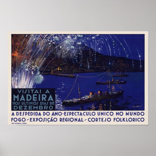 Visitai a Madeira Portugal Vintage Poster 1939