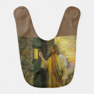 Visitation at Dawn Jesus Knocking on a Rustic Door Baby Bib