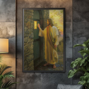 Visitation at Dawn Jesus Knocking on a Rustic Door Canvas Print