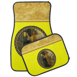 Visitation at Dawn Jesus Knocking on a Rustic Door Car Mat