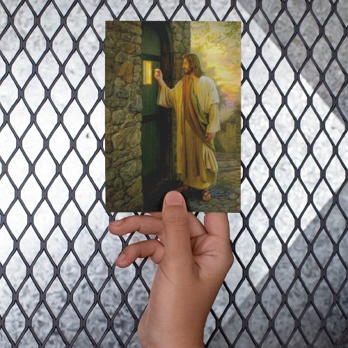 Visitation at Dawn Jesus Knocking on a Rustic Door Card