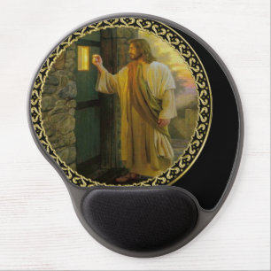 Visitation at Dawn Jesus Knocking on a Rustic Door Gel Mouse Pad