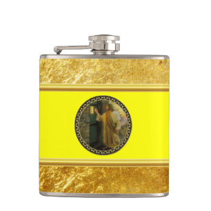 Visitation at Dawn Jesus Knocking on a Rustic Door Hip Flask