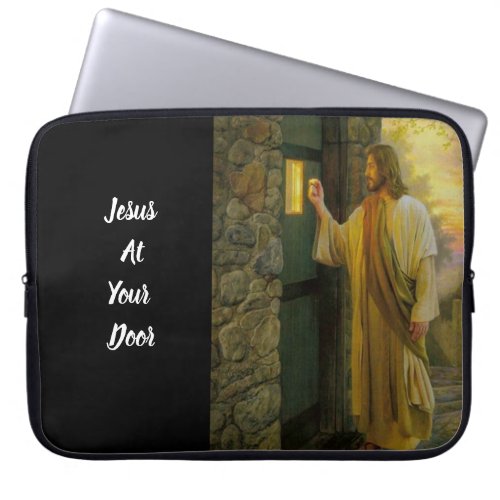 Visitation at Dawn Jesus Knocking on a Rustic Door Laptop Sleeve