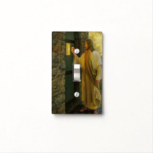 Visitation at Dawn Jesus Knocking on a Rustic Door Light Switch Cover