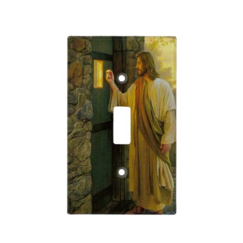 Visitation at Dawn Jesus Knocking on a Rustic Door Light Switch Cover