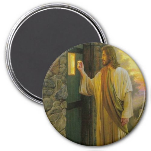 Visitation at Dawn Jesus Knocking on a Rustic Door Magnet