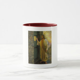 Visitation at Dawn Jesus Knocking on a Rustic Door Mug
