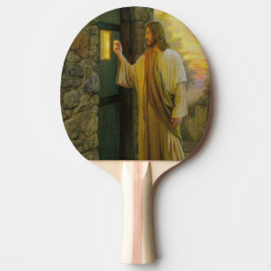 Visitation at Dawn Jesus Knocking on a Rustic Door Ping-Pong Paddle