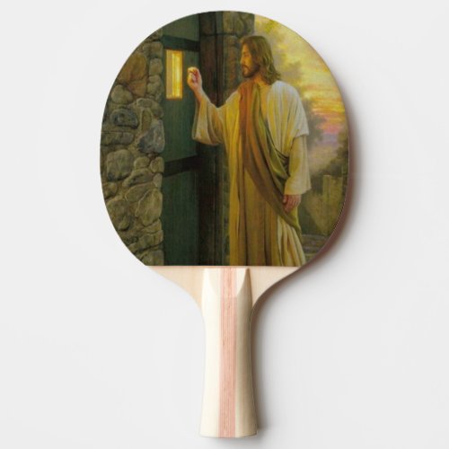 Visitation at Dawn Jesus Knocking on a Rustic Door Ping_Pong Paddle