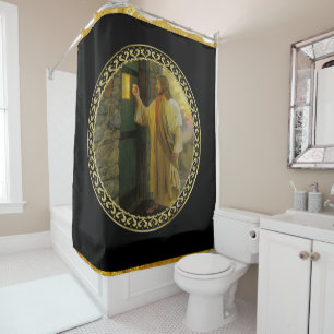 Visitation at Dawn Jesus Knocking on a Rustic Door Shower Curtain