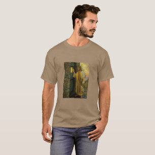 Visitation at Dawn Jesus Knocking on a Rustic Door T-Shirt