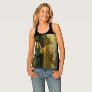 Visitation at Dawn Jesus Knocking on a Rustic Door Tank Top