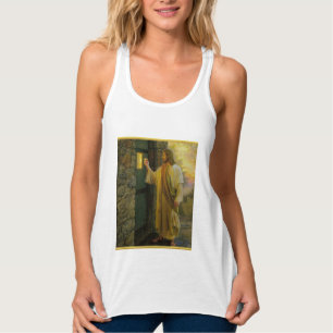 Visitation at Dawn Jesus Knocking on a Rustic Door Tank Top