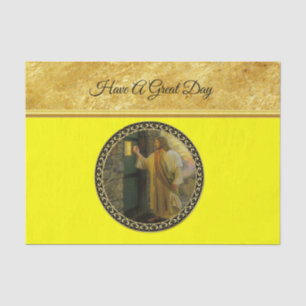 Visitation at Dawn Jesus Knocking on a Rustic Door Tissue Paper