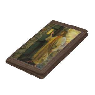 Visitation at Dawn Jesus Knocking on a Rustic Door Trifold Wallet