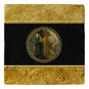 Visitation at Dawn Jesus Knocking on a Rustic Door Trivet