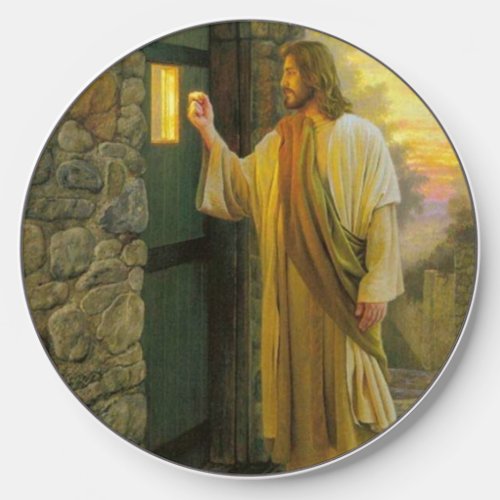Visitation at Dawn Jesus Knocking on a Rustic Door Wireless Charger