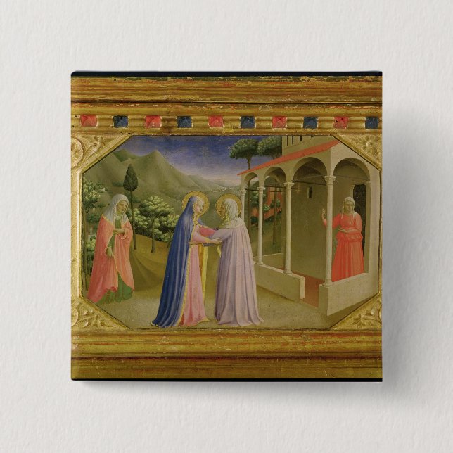Visitation, from predella Annunciation Pinback Button (Front)