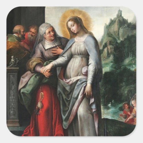 Visitation of Mary to St Elizabeth Square Sticker