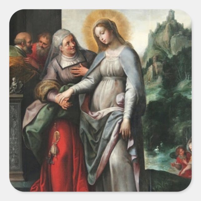 Visitation of Mary to St. Elizabeth Square Sticker (Front)
