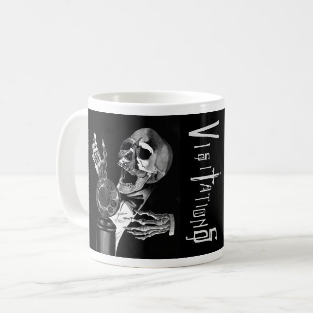 Visitations Comic Book Singing Skull Coffee Mug (Front Left)