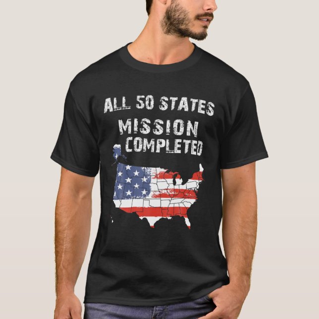 Visited All 50 States American Traveling Geographi T-Shirt (Front)