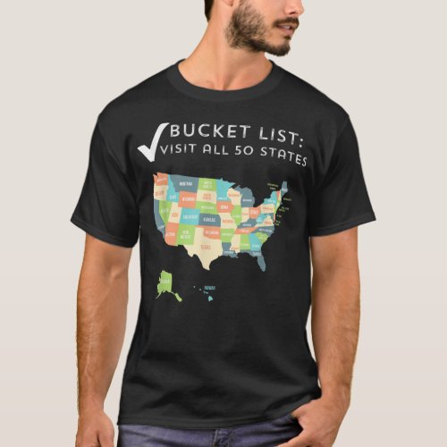 Visited all 50 states shirt USA map  gift for trav