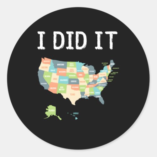 Visited All 50 States Usa Map For Travel Classic Round Sticker