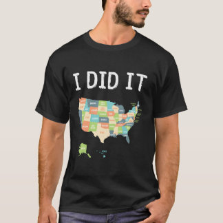 Visited All 50 States Usa Map For Travel T-Shirt