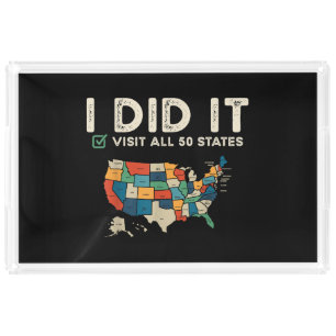 Visited All 50 US States - USA Map Travel - Visit  Acrylic Tray