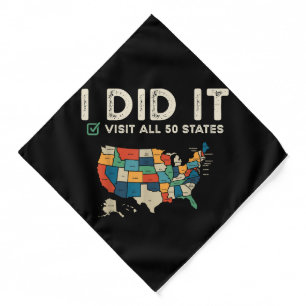 Visited All 50 US States - USA Map Travel - Visit Bandana