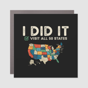 Visited All 50 US States - USA Map Travel - Visit Car Magnet