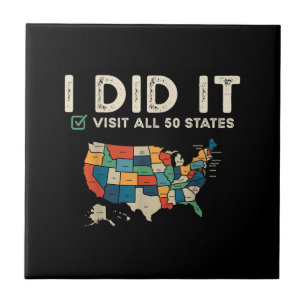 Visited All 50 US States - USA Map Travel - Visit Ceramic Tile