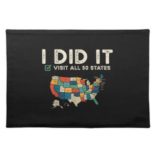 Visited All 50 US States - USA Map Travel - Visit  Cloth Placemat