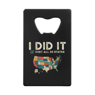 Visited All 50 US States - USA Map Travel - Visit Credit Card Bottle Opener