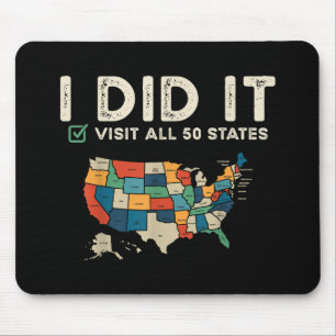 Visited All 50 US States - USA Map Travel - Visit Mouse Pad