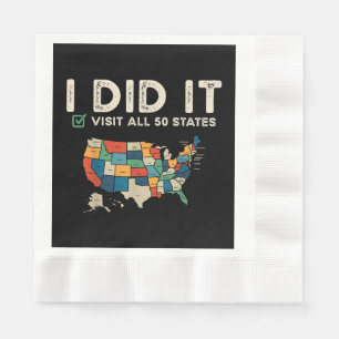 Visited All 50 US States - USA Map Travel - Visit  Napkins