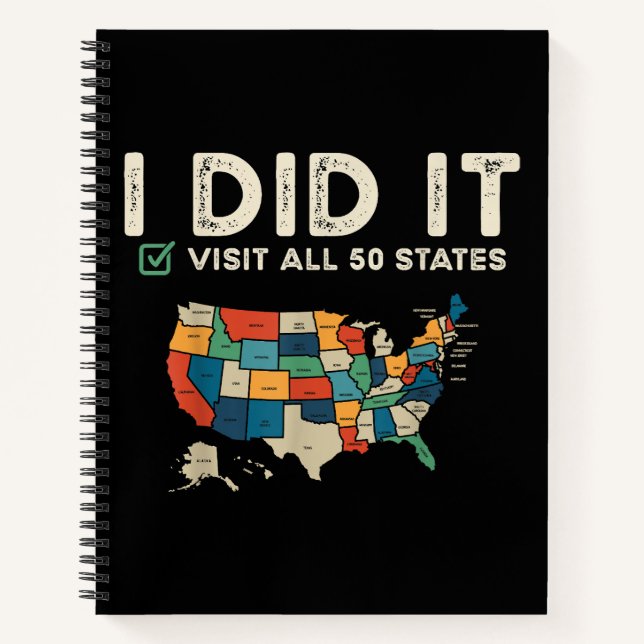 Visited All 50 US States - USA Map Travel - Visit  Notebook (Front)