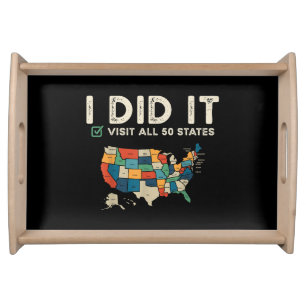 Visited All 50 US States - USA Map Travel - Visit Serving Tray
