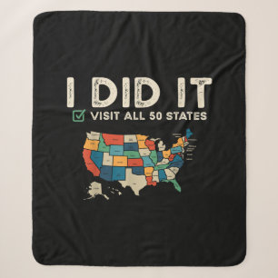 Visited All 50 US States - USA Map Travel - Visit Sherpa Blanket